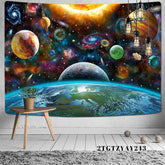 Lofaris Galactic Planet Galaxy Trippy 3D Printed Wall Tapestry